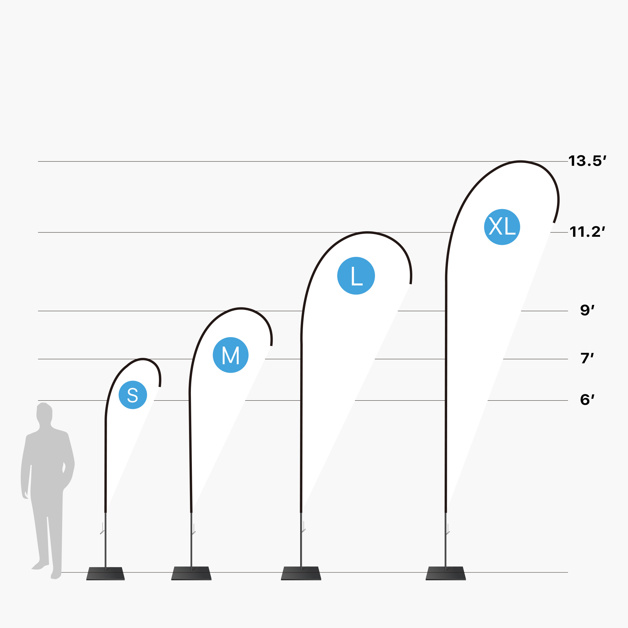 Teardrop Flag Size
