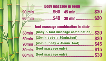 Spa BC019 Massage Loyalty Business Card Back