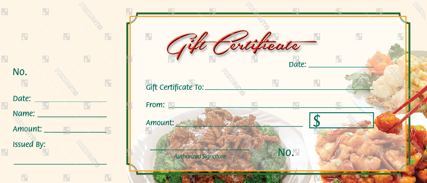 Chinese Dishes Gift Voucher